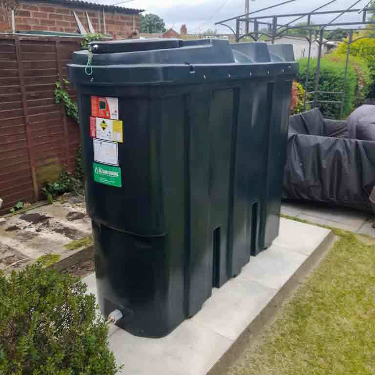 Slim oil tank and base